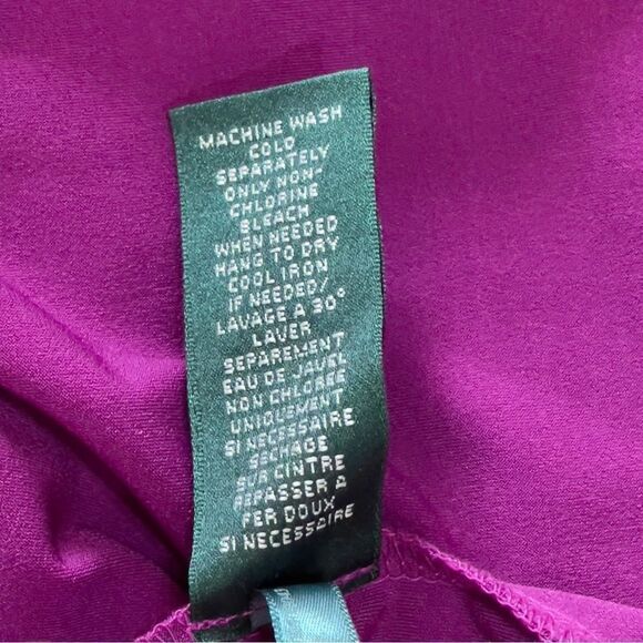 Lauren Ralph Lauren Purple V-Neck Ruched One Side Faux Wrap Dress Size 14 - Picture 12 of 13